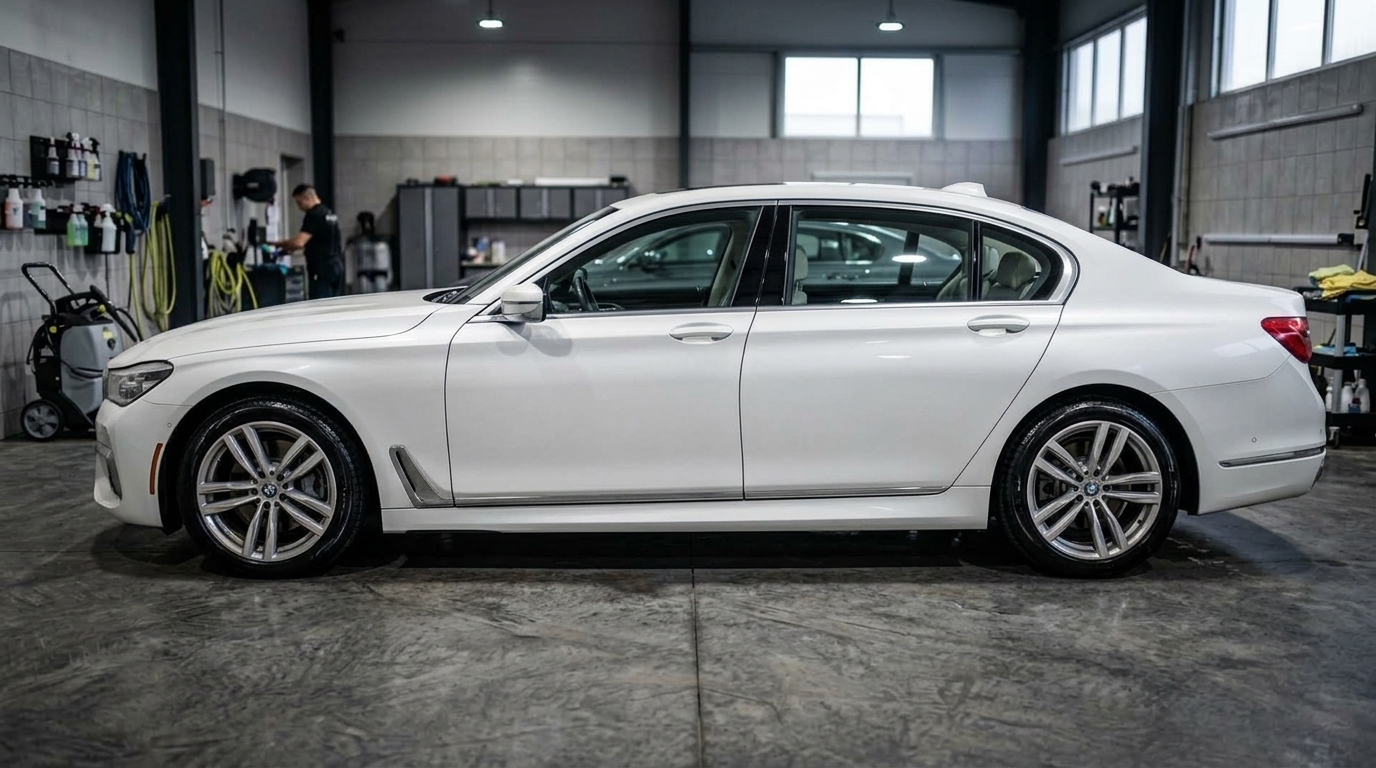 After Full Exterior Detailing - Immaculate pearl white sedan